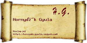 Hornyák Gyula névjegykártya